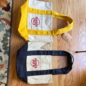 Set of two Trader Joe's Canvas Tote Bag — Yellow Trim and Black Trim